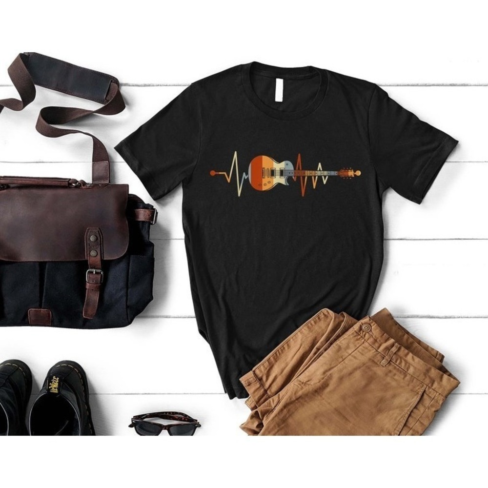 Guitar Shirt, Heartbeat Line Tee, Guitar Lover